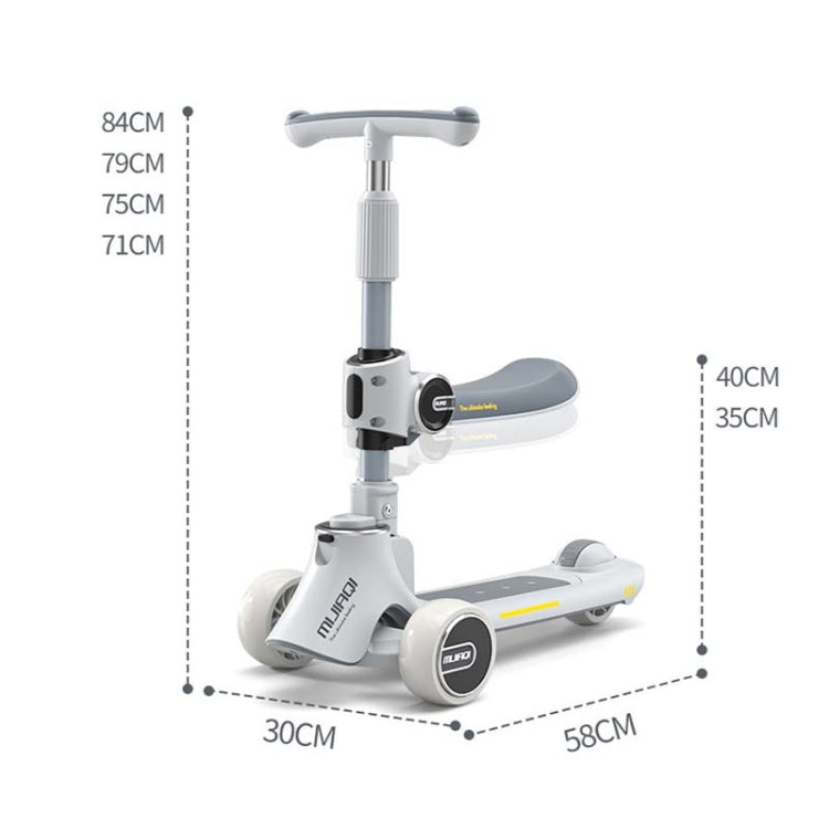 Skorter | MIJIAQI 01 3 In 1 Multifunctional Foldable Children Scooter with Music and Lights, Spec: White
