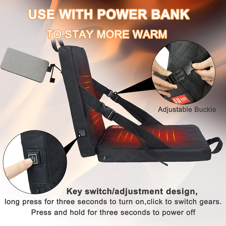 Skorter | Outdoor Portable Camping Heated Foldable Cushion, Size: 33x38x4cm(Black)