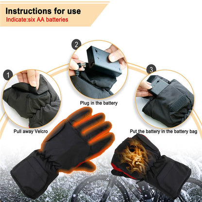 Skorter | Outdoor Sports Ski Heated Warm Touchable Gloves, Color: Black