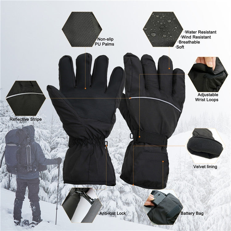Skorter | Outdoor Sports Ski Heated Warm Touchable Gloves, Color: Black+USB Cable