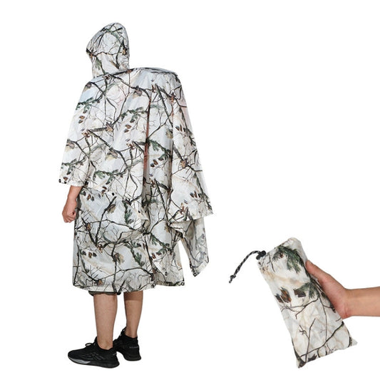 Skorter | Outdoor 3-in-1 Rain Poncho Riding Backpack Cover Camping Canopy Mat 2.1x1.43m(Snowfield Camouflage)