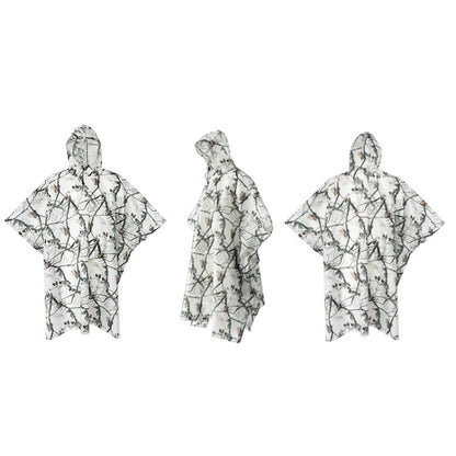 Skorter | Outdoor 3-in-1 Rain Poncho Riding Backpack Cover Camping Canopy Mat 2.1x1.43m(Snowfield Camouflage)