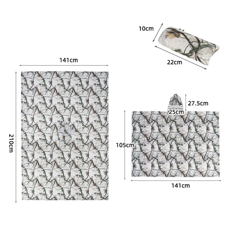 Skorter | Outdoor 3-in-1 Rain Poncho Riding Backpack Cover Camping Canopy Mat 2.1x1.43m(Snowfield Camouflage)
