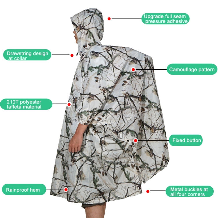 Skorter | Outdoor 3-in-1 Rain Poncho Riding Backpack Cover Camping Canopy Mat 2.1x1.43m(Snowfield Camouflage)