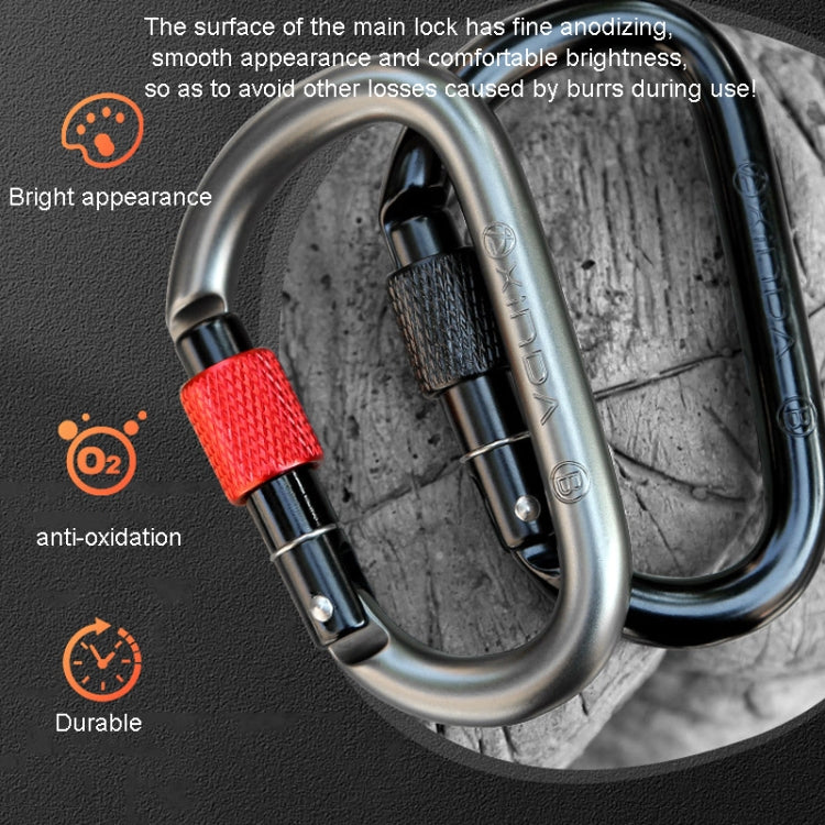 Skorter | Xinda 25kN Climbing Carabiner Aluminum Alloy D-Shape Screw Gates Lock(Black)