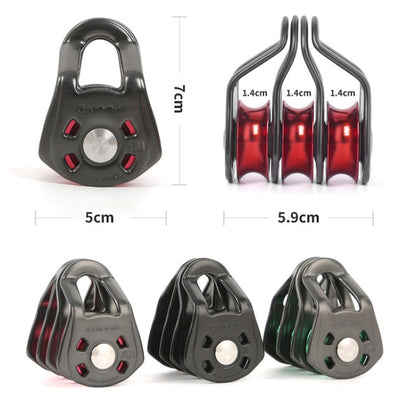 Skorter | XINDA  Outdoor Three Pulley Cableway Crosses Rock Climbing Hoisting Ball Bearing(Black)
