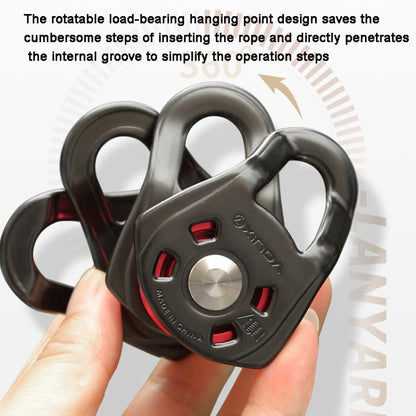 Skorter | XINDA  Outdoor Three Pulley Cableway Crosses Rock Climbing Hoisting Ball Bearing(Black)