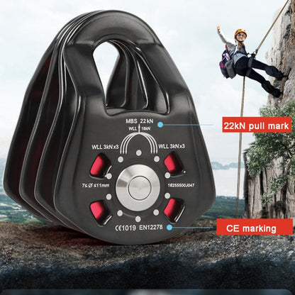 Skorter | XINDA  Outdoor Three Pulley Cableway Crosses Rock Climbing Hoisting Ball Bearing(Black)