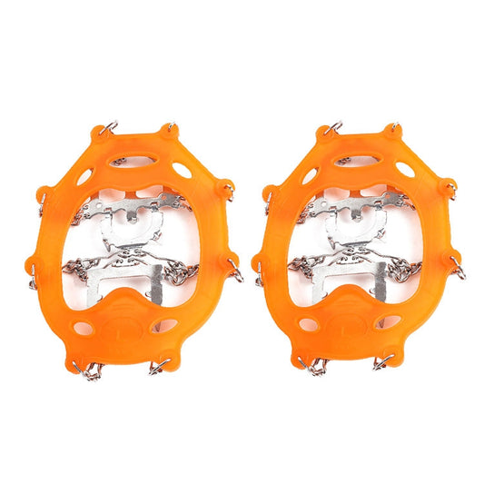Skorter | F12-3 12 Teeth Snow Anti-slip Rubber Shoe Cover Stainless Steel Welded Ice Grip, Size: M Orange