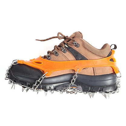 Skorter | F12-3 12 Teeth Snow Anti-slip Rubber Shoe Cover Stainless Steel Welded Ice Grip, Size: M Orange
