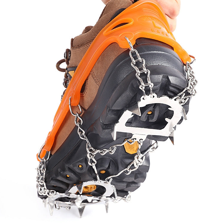 Skorter | F12-3 12 Teeth Snow Anti-slip Rubber Shoe Cover Stainless Steel Welded Ice Grip, Size: M Orange