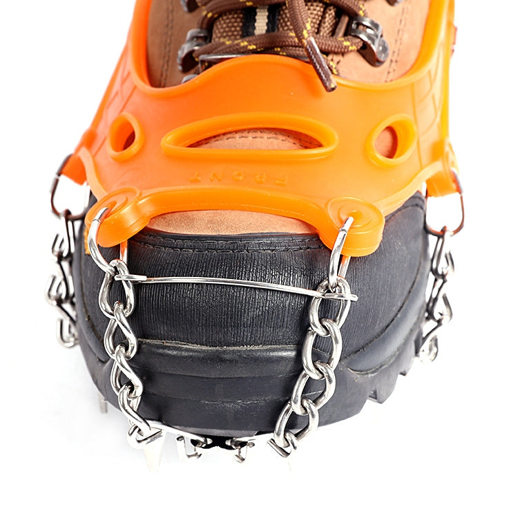 Skorter | F12-3 12 Teeth Snow Anti-slip Rubber Shoe Cover Stainless Steel Welded Ice Grip, Size: L Orange