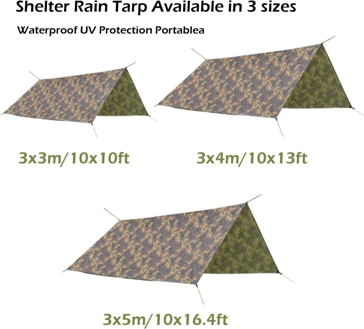 Skorter | 3X3m Waterproof Tent Tarp Square Canopy Polyester Sunshade Floor Mat(Camouflage)