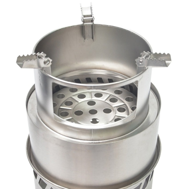 Skorter | Outdoor Portable Round Wood Stove Charcoal Stove Solid Alcohol Stove Thick Stainless Steel Picnic Stove