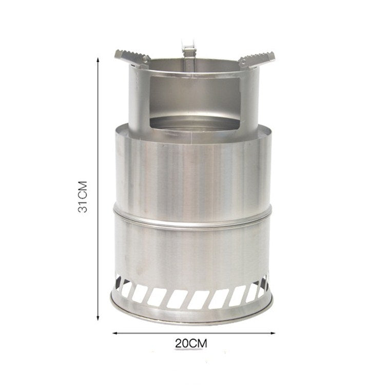 Skorter | Outdoor Portable Round Wood Stove Charcoal Stove Solid Alcohol Stove Thick Stainless Steel Picnic Stove