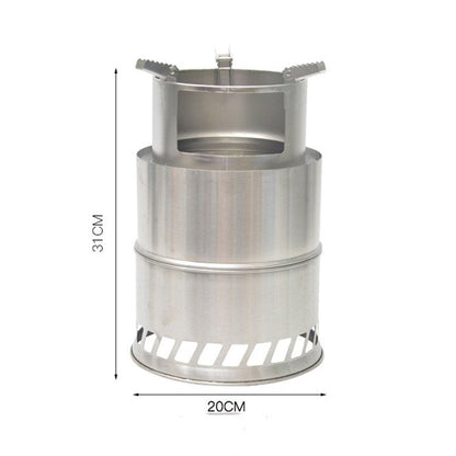 Skorter | Outdoor Portable Round Wood Stove Charcoal Stove Solid Alcohol Stove Thick Stainless Steel Picnic Stove