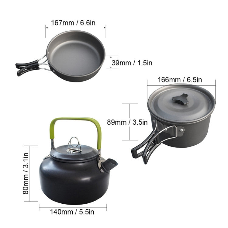 Skorter | Outdoor Supplies Camping Portable Teapot Set Pot Set(Black Handle)