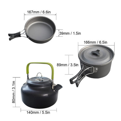 Skorter | Outdoor Supplies Camping Portable Teapot Set Pot Set(Black Handle)
