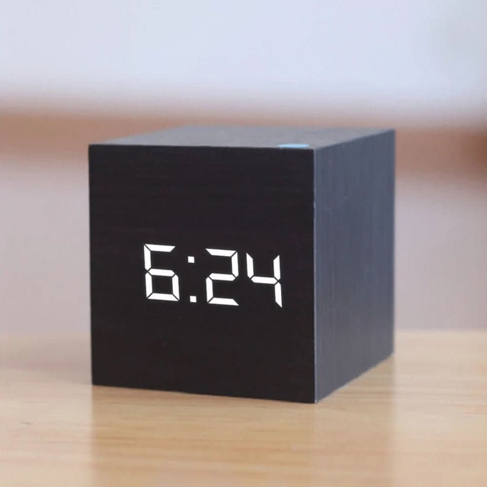 Skorter | LED Digital Alarm Clock – Compact Cube with Time, Date & Temperature Display