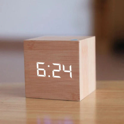 Skorter | LED Digital Alarm Clock – Compact Cube with Time, Date & Temperature Display