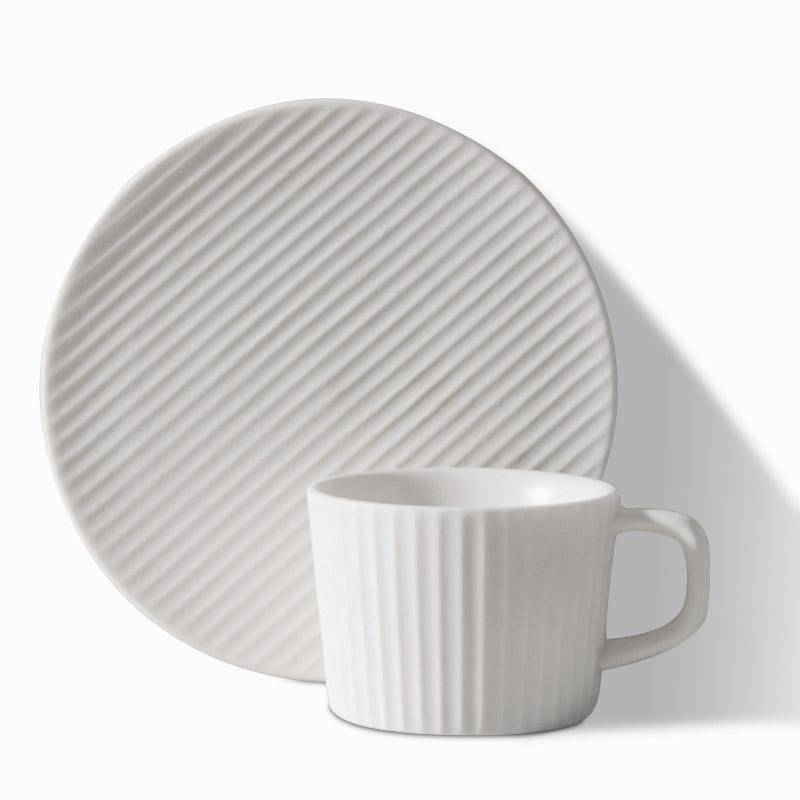 Skorter | 2/4/6-piece White Gray Stoneware Coffee Cup Set