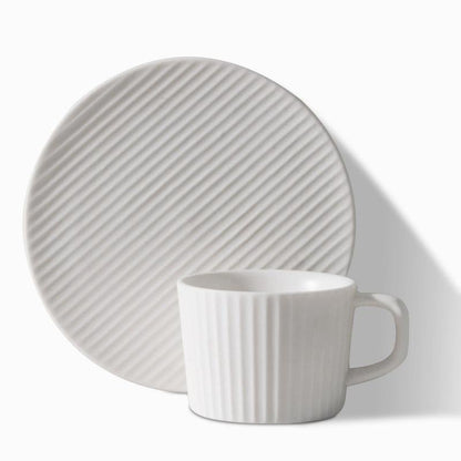 Skorter | 2/4/6-piece White Gray Stoneware Coffee Cup Set