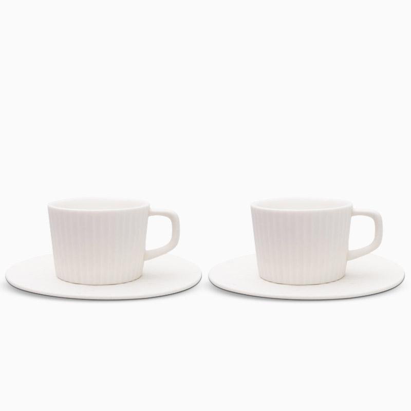 Skorter | 2/4/6-piece White Gray Stoneware Coffee Cup Set