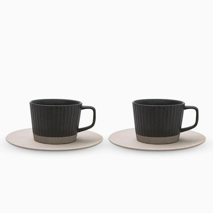 Skorter | 2/4/6-piece White Gray Stoneware Coffee Cup Set