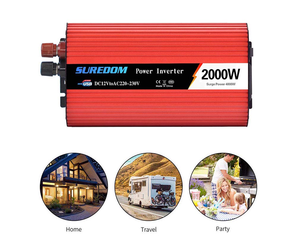 Skorter | Power Inverter DC 12V to 230V AC Converter with Universal Socket AC Outlets