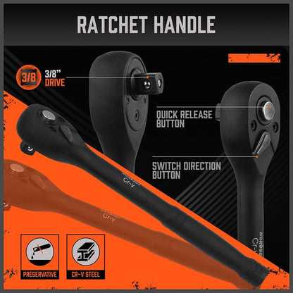 Skorter | 3/8inch Drive Impact Socket Set 50Piece