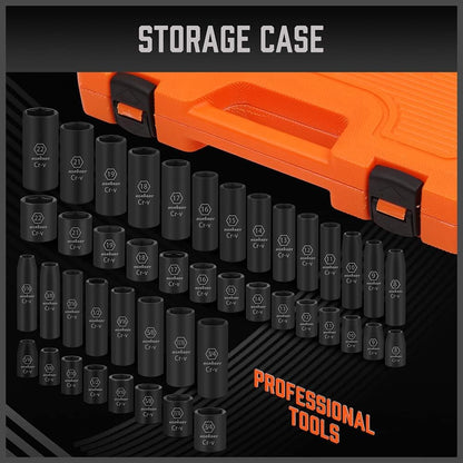 Skorter | 3/8inch Drive Impact Socket Set 50Piece