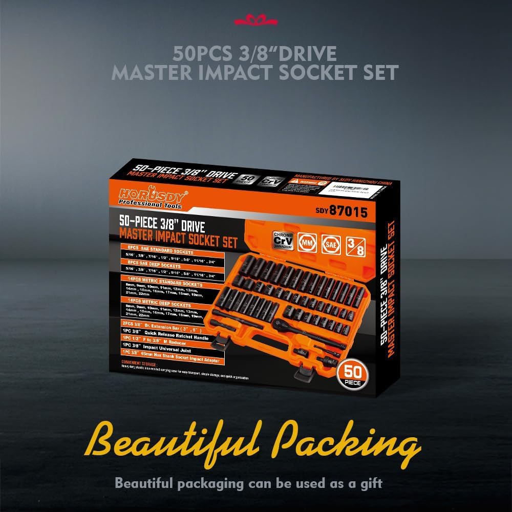 Skorter | 3/8inch Drive Impact Socket Set 50Piece