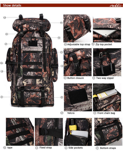 Skorter | Pack Backpack Bag 100L Waterproof Tactical Military Hiking Camping BAG