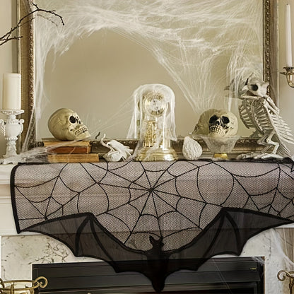 Skorter | Black Lace Table Runner – Halloween Decoration for Spooky Tables