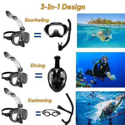 Skorter | Foldable Snorkel Mask with Anti-Fog Lens and Adjustable Strap for Easy Underwater Exploration