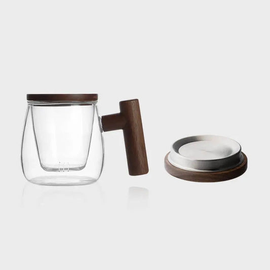 Skorter tea infuser in glass and wood 300ml