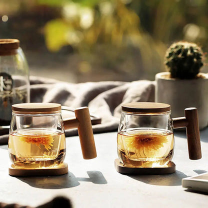 Skorter tea infuser in glass and wood 300ml