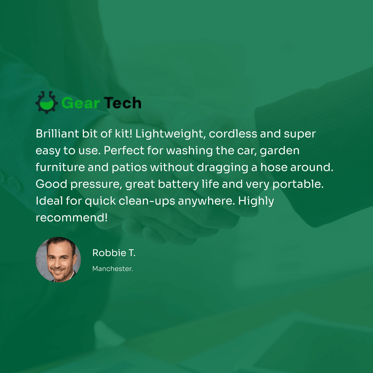 Skorter | Cordless Portable High Pressure Spray Water Gun Set | Ideal for Cleaning Cars, Patios & Garden Furniture