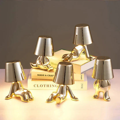Skorter | Golden Man LED Thinking Table Lamp – Playful Nightstand Lamp for Bedroom & Decor
