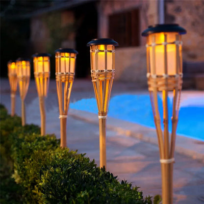 Skorter | SolarGlow - Bamboo Solar Garden Torch – Weatherproof LED Lighting for Garden & Terrace