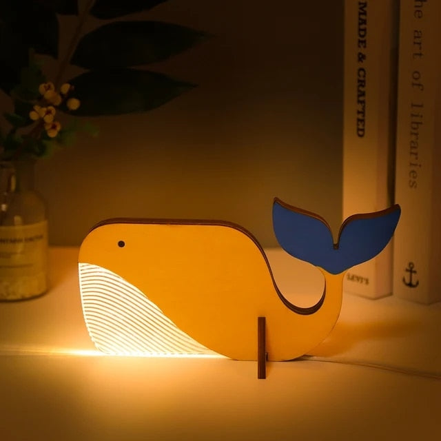 Skorter | Animal LED Night Light Wooden Acrylic Table USB Lights