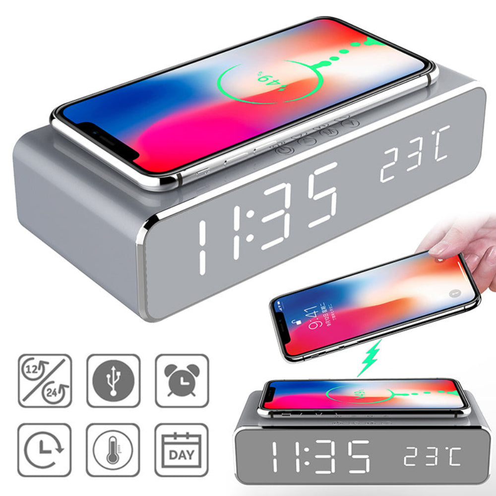 Skorter | TimeCharge – LED Alarm Clock with Built-In Wireless Charging Pad
