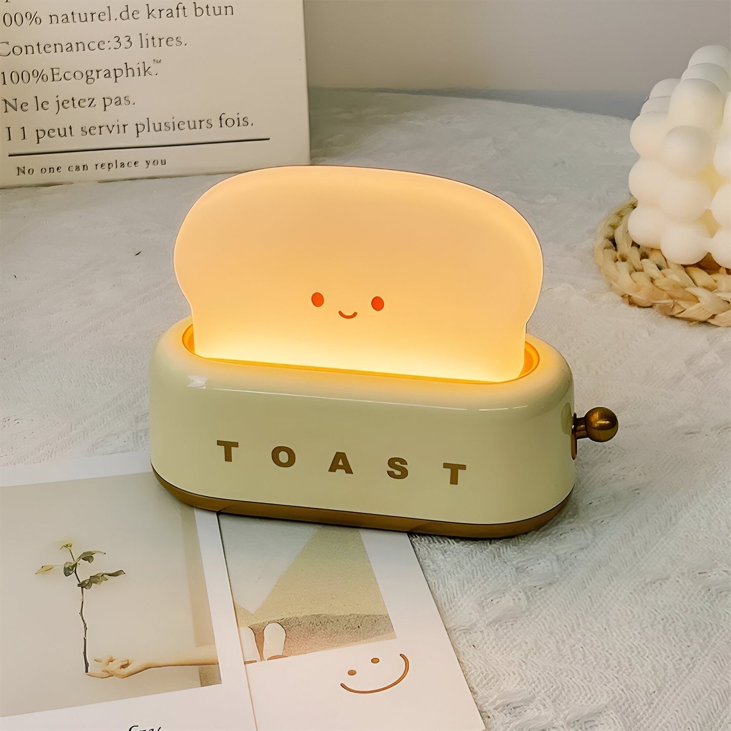 Skorter | TinyToast Table Lamp – Portable Toaster-Shaped Night Light with Dimmable LED & USB Port