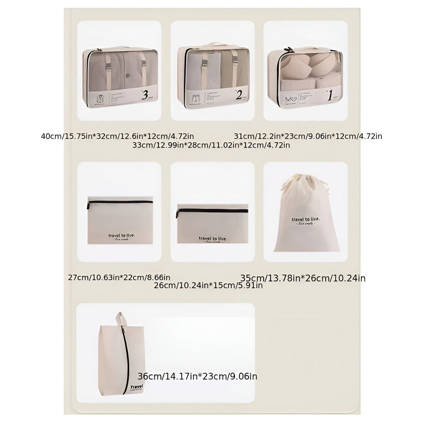 Skorter | 7-Piece Travel Packing Cube Set – Lightweight Compression Travel Organiser Bags for Suitcase & Luggage