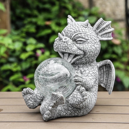 Skorter | Garden Statue - Draconis - Solar Lighting - Resin Dragon Statue Lamp