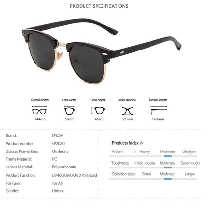 Skorter | Semi Rimless Polarized Sunglasses Unisex Designer Half Frame Eyewear