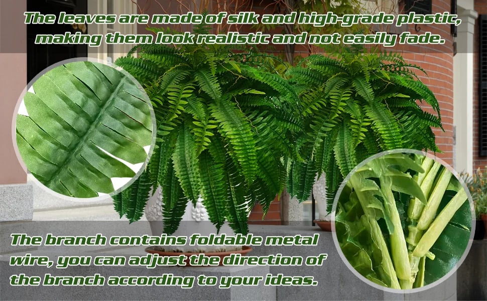 Skorter | EverGreen Boston Fern – Artificial Plant with UV Protection and Weather Resistant Design