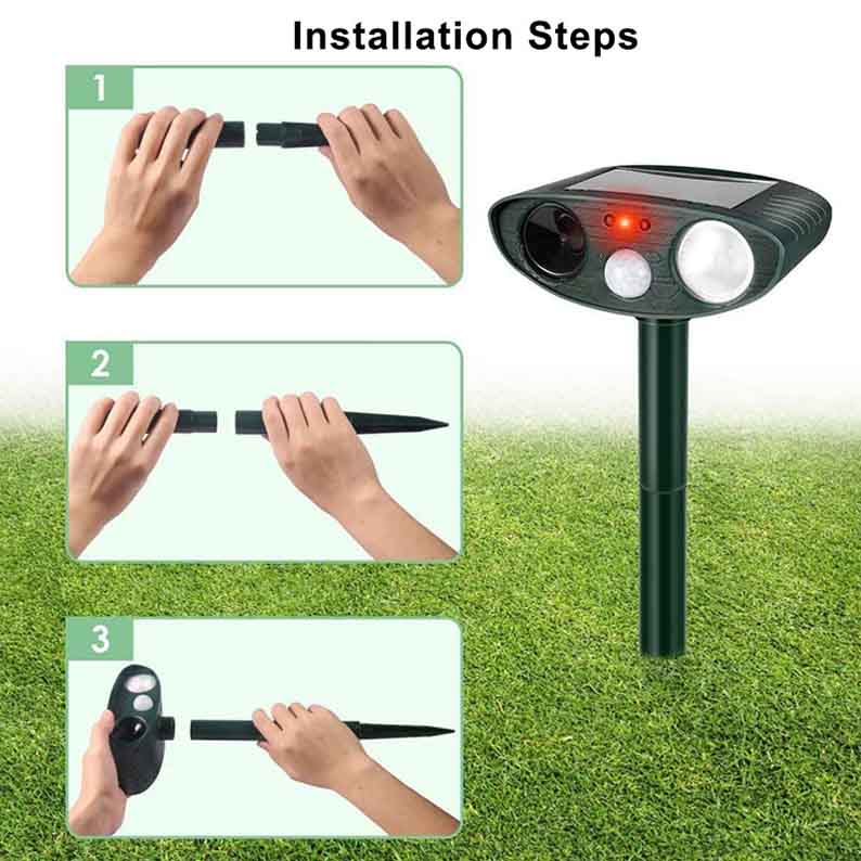 Skorter | Solar Powered Ultrasonic Rabbit Repeller with Flashing Light – Effective Pest Control for Gardens and Yards