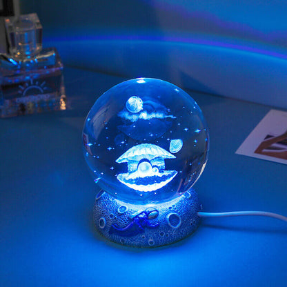 Skorter | AquaGlobe Crystal Ball Night Light | Underwater World LED Lamp | Mood Light & Decor for Home