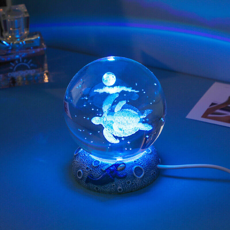 Skorter | AquaGlobe Crystal Ball Night Light | Underwater World LED Lamp | Mood Light & Decor for Home